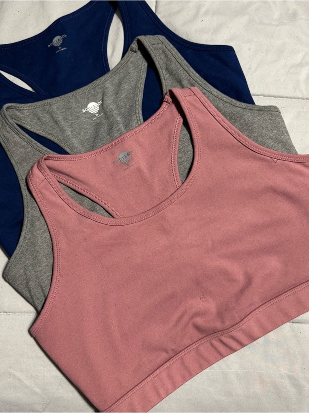Women’s Racerback Sports Bra - Pink, Gray & Navy